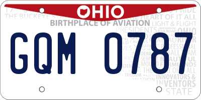 OH license plate GQM0787