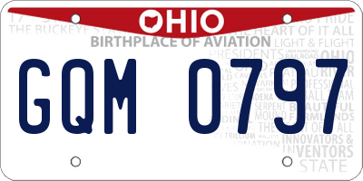 OH license plate GQM0797