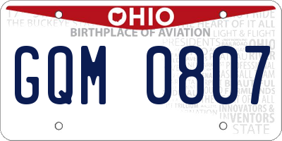 OH license plate GQM0807