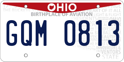OH license plate GQM0813