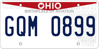 OH license plate GQM0899