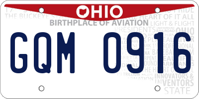 OH license plate GQM0916