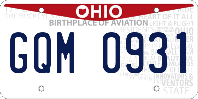 OH license plate GQM0931