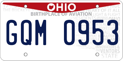 OH license plate GQM0953