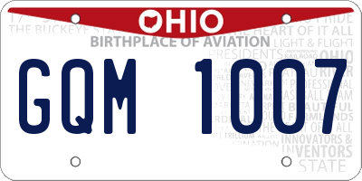 OH license plate GQM1007