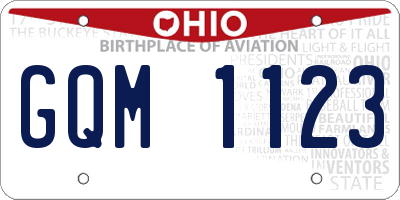 OH license plate GQM1123