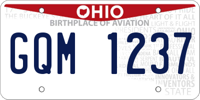 OH license plate GQM1237