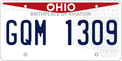 OH license plate GQM1309