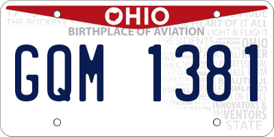 OH license plate GQM1381