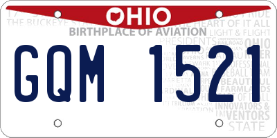 OH license plate GQM1521