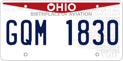 OH license plate GQM1830