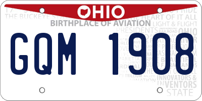 OH license plate GQM1908