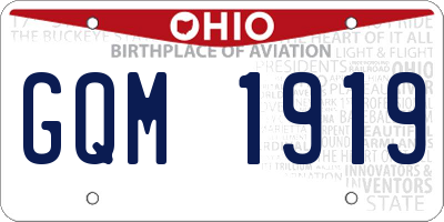 OH license plate GQM1919