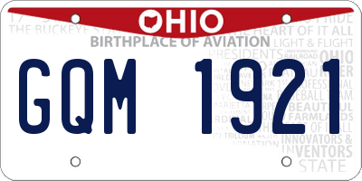 OH license plate GQM1921