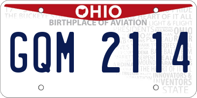OH license plate GQM2114