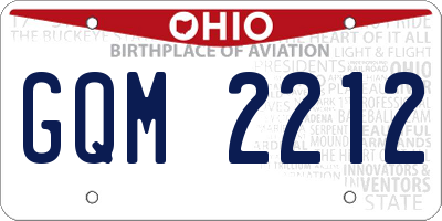 OH license plate GQM2212