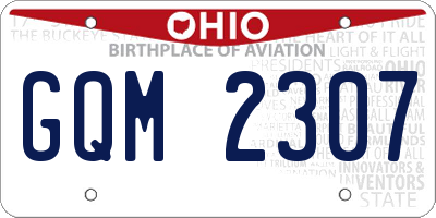 OH license plate GQM2307