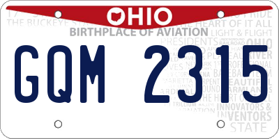 OH license plate GQM2315