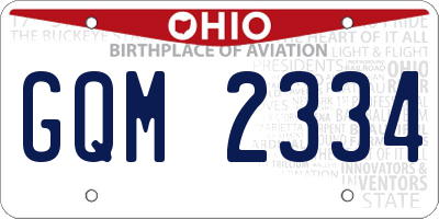 OH license plate GQM2334