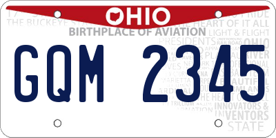 OH license plate GQM2345