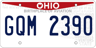 OH license plate GQM2390