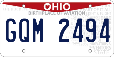 OH license plate GQM2494