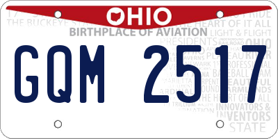 OH license plate GQM2517