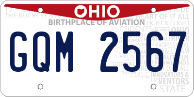 OH license plate GQM2567