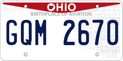 OH license plate GQM2670