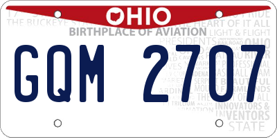 OH license plate GQM2707