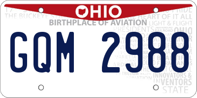 OH license plate GQM2988