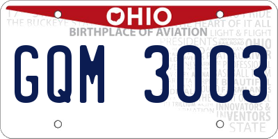 OH license plate GQM3003