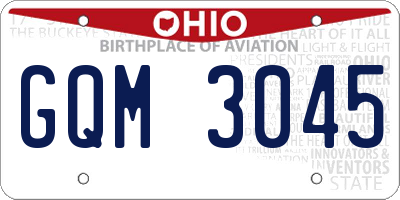 OH license plate GQM3045