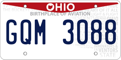 OH license plate GQM3088