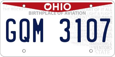 OH license plate GQM3107