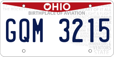 OH license plate GQM3215