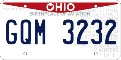 OH license plate GQM3232