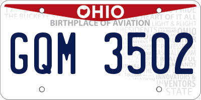 OH license plate GQM3502