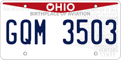 OH license plate GQM3503