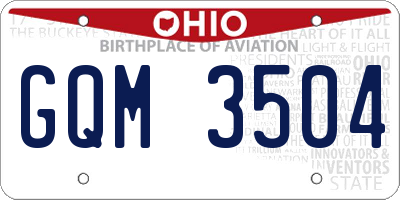 OH license plate GQM3504