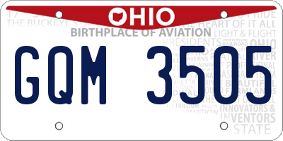 OH license plate GQM3505