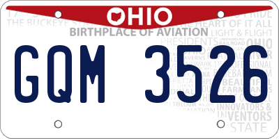OH license plate GQM3526
