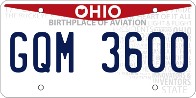 OH license plate GQM3600