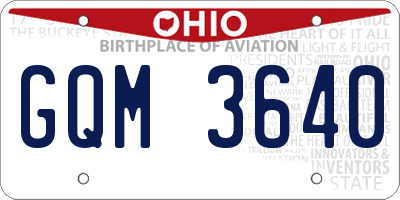 OH license plate GQM3640