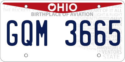 OH license plate GQM3665