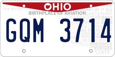 OH license plate GQM3714
