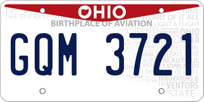 OH license plate GQM3721