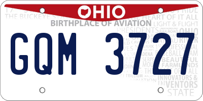 OH license plate GQM3727