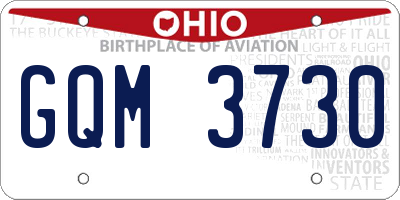 OH license plate GQM3730