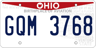 OH license plate GQM3768